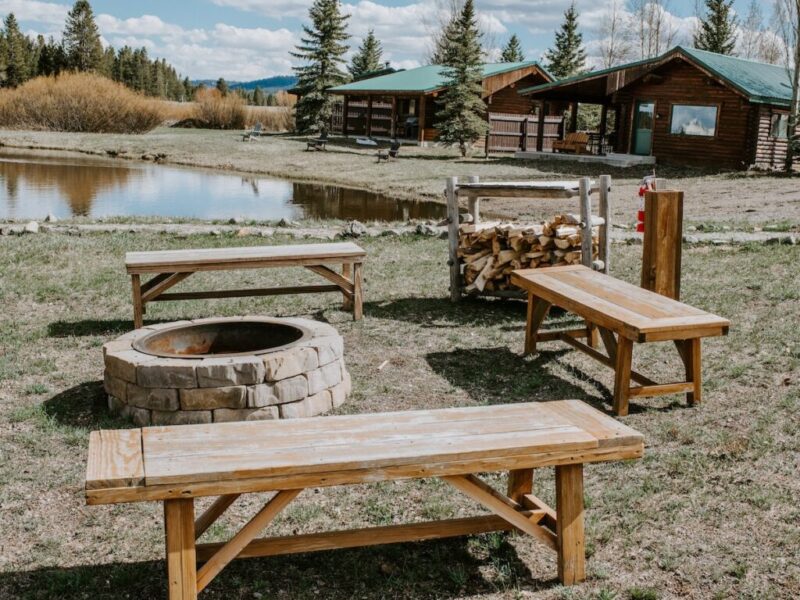 Bar and Ranch Main lodge picnic area and firepit